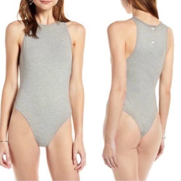 🆕 NWT Something Navy Bodysuit Grey Light Heather Top Sleeveless Button Back XL - Picture 5 of 15